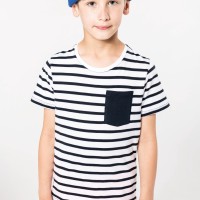 Image Produit T-shirt rayé marin avec poche manches courtes enfant