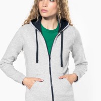 Image Produit Sweat-shirt zippé capuche contrastée femme