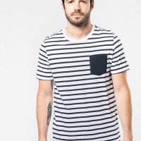 Image Produit T-shirt rayé marin avec poche manches courtes homme